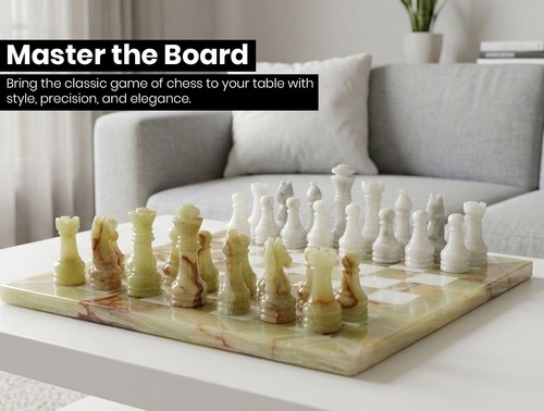 Premium marble chess set - marble, green