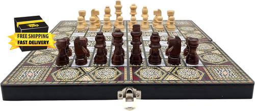Wooden chess checkers - 3, in
